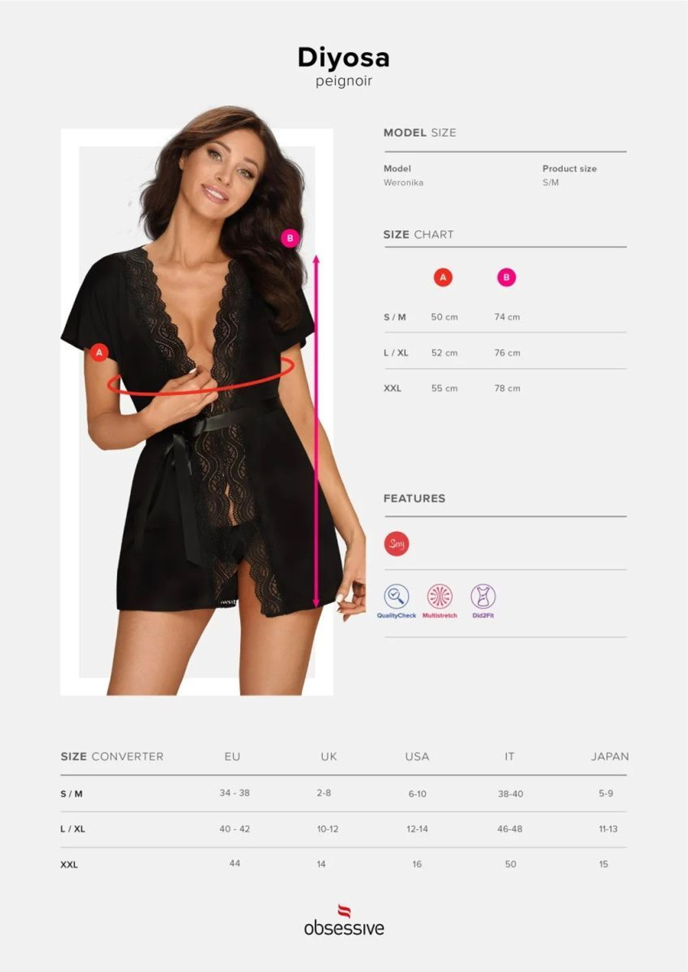 Эффектный коротенький пеньюар Diyosa