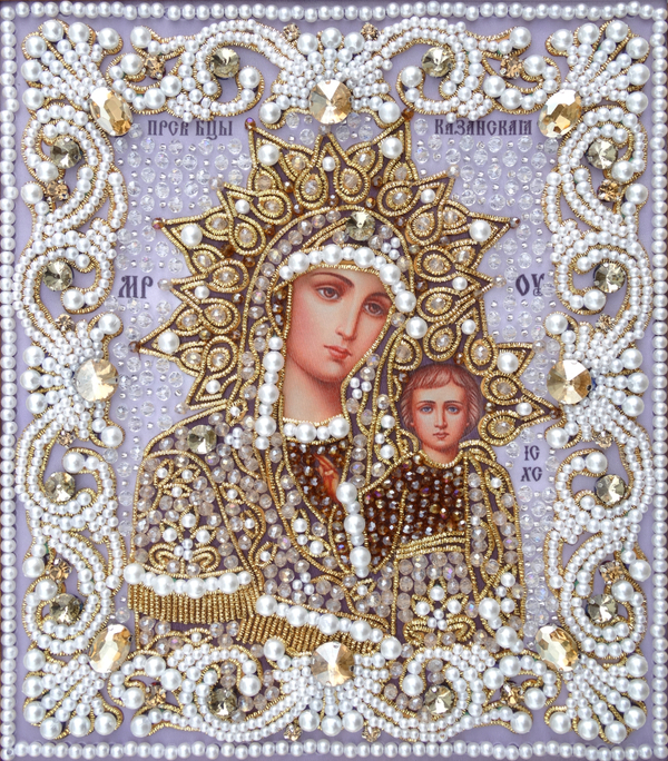 ЖС-5-ЗШ Набор для вышивания хрустальными камнями Богородица Казанская (шампань)