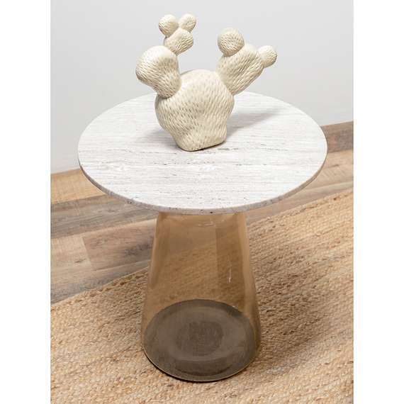 Журнальный столик Odd, Ø50х54 см, бежевый мрамор