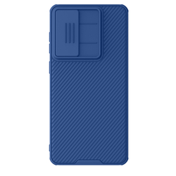 Чехол синего цвета с защитной шторкой для камеры от Nillkin на Samsung Galaxy S25 Edge, серия CamShield Pro Case