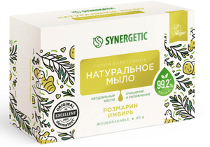 Мыло туалетное "Розмарин и имбирь" Synergetic, 90 г