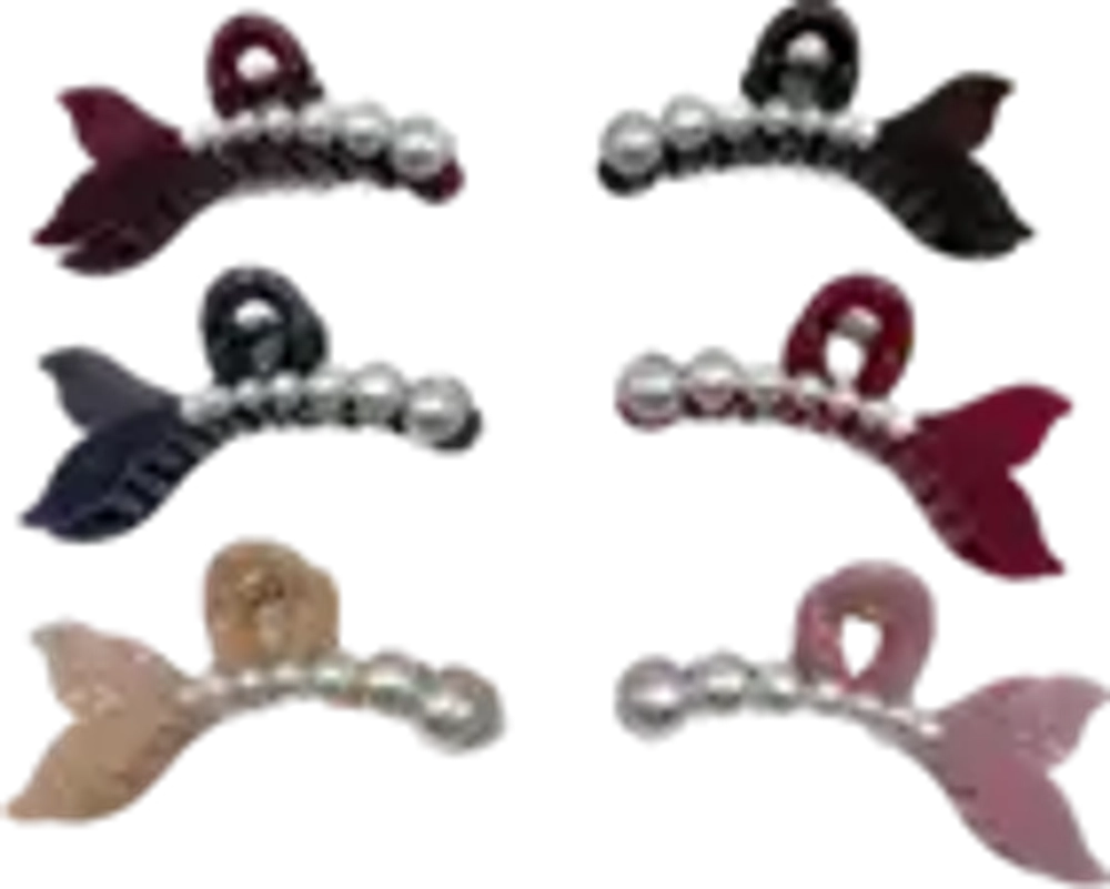 Заколка - краб для волос на блистере «ROMANO», шесть цветов в ассортименте, 9см