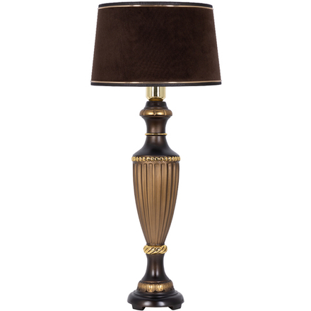 Настольная лампа Ваза Ребристая Бронза с абажуром Тюссо Конфети Шоколад