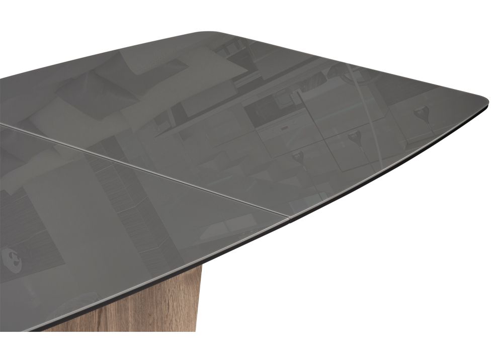 Стол на тумбе Теон 160(200)х90х76 графит / дуб галифакс