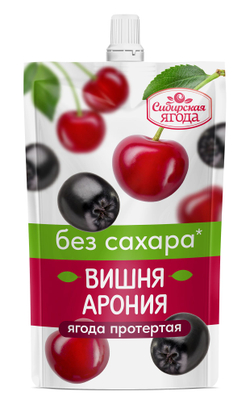 Ягода протертая Вишня-Арония без добавления сахара, 3шт, десерт без сахара