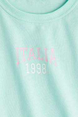 H&M Футболка с принтом, светло-бирюзовый