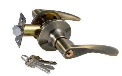 Защелка-Комплект  S-Locked 3901-01 ET AB с фалевыми ручками фикс./кл  БРОНЗА  /118441