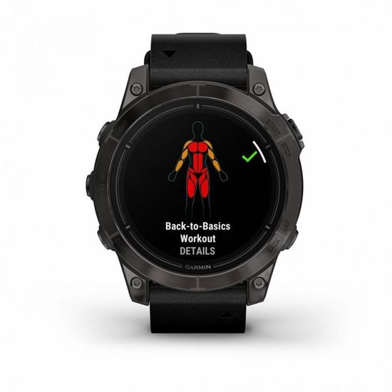 Умные часы Garmin EPIX PRO (Gen 2) Sapphire Edition 47 мм, титановый, угольно-серый DLC, черный кожаный ремешок