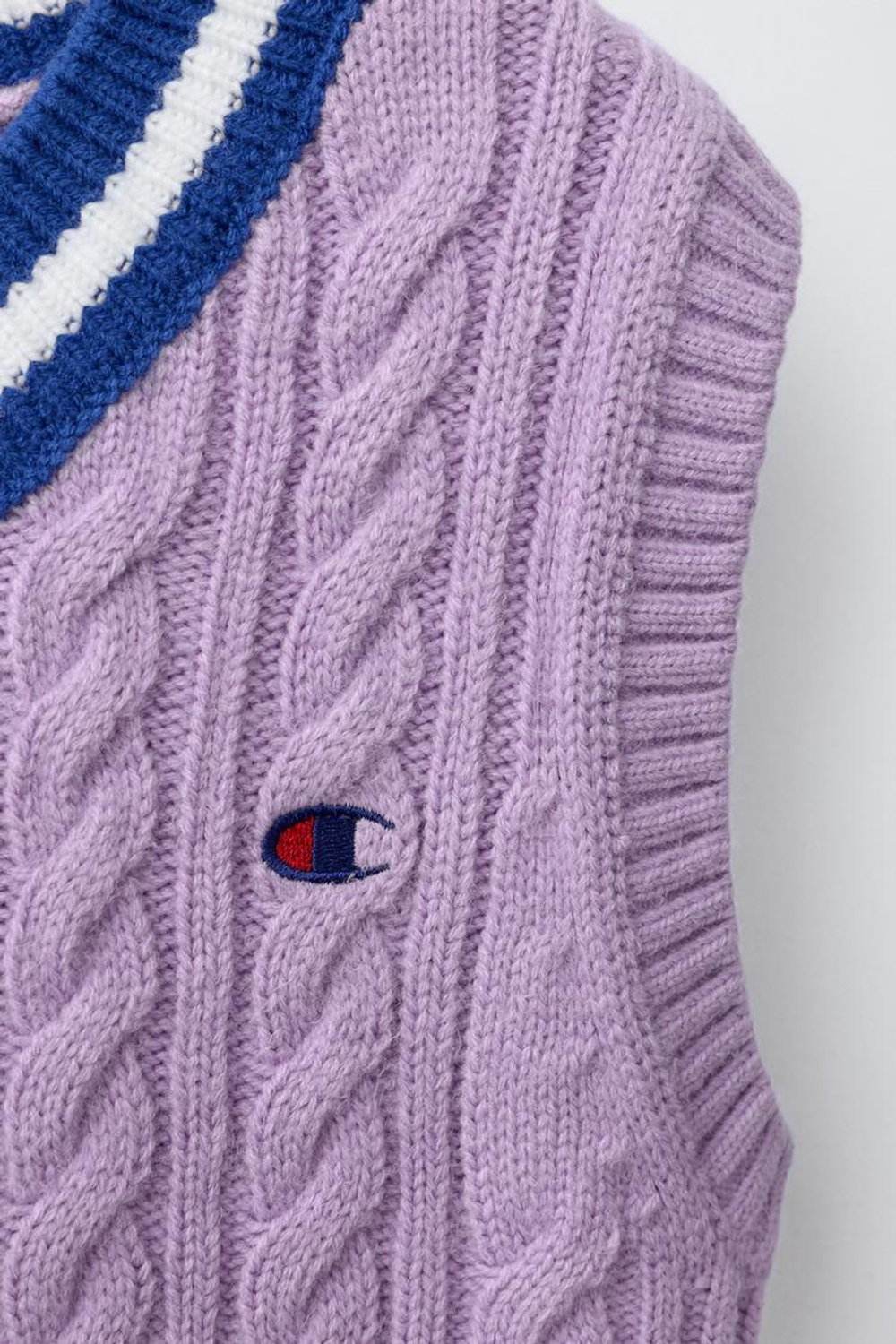 ZARA Х CHAMPION ® ТРИКОТАЖНЫЙ ЖИЛЕТ, ЛИЛОВЫЙ