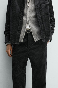 ZARA ВЕЛЬВЕТОВЫЕ БРЮКИ СВОБОДНОГО КРОЯ, ЧЕРНЫЙ