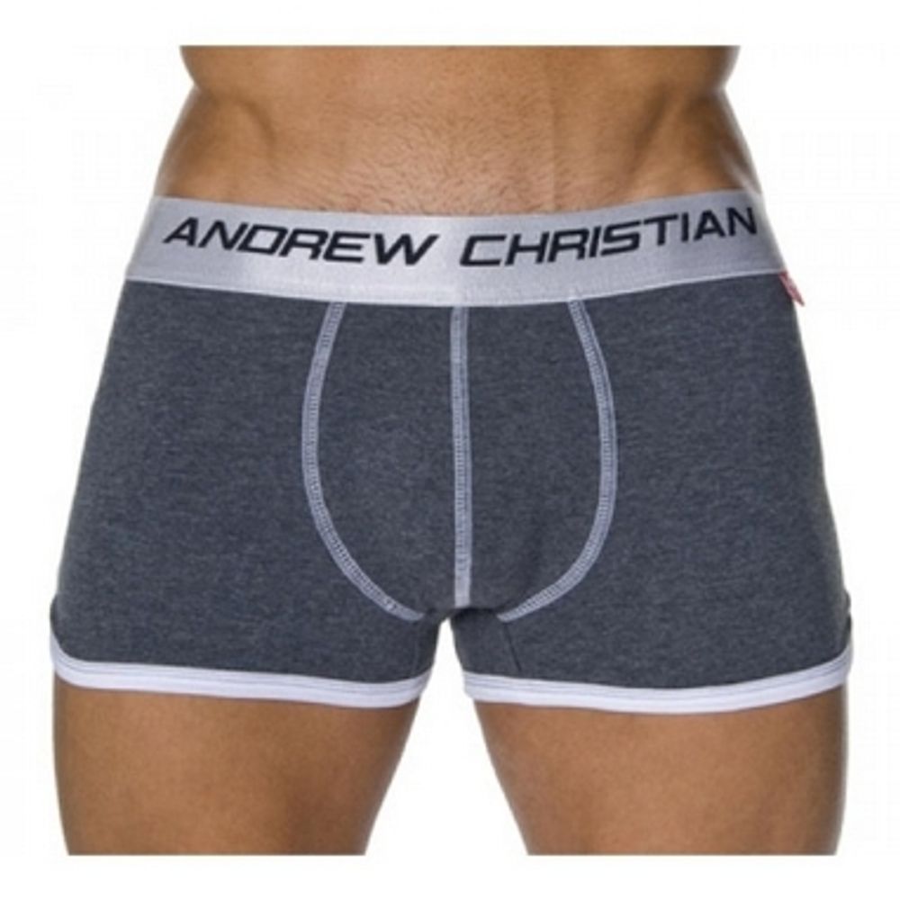 Мужские трусы боксеры серые с пуш-ап Andrew Christian Grey Shock Jock Boxer  4721