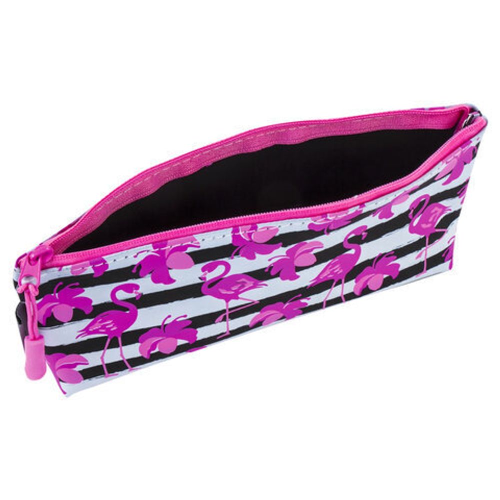 Пенал-косметичка BRAUBERG треугольный, мягкий, "Flamingo", 22х3х8 см, 229254
