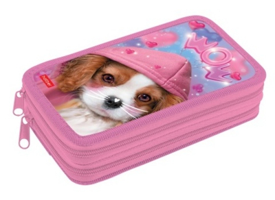 Пенал Hatber 190х110мм 2 отделения на молнии глянц. ламин.-Милая мордашка- с табл.умножения в индив.