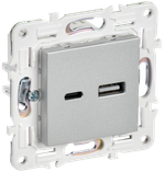 SKANDY Розетка USB A+C 3,1А SK-R14S серебряный IEK