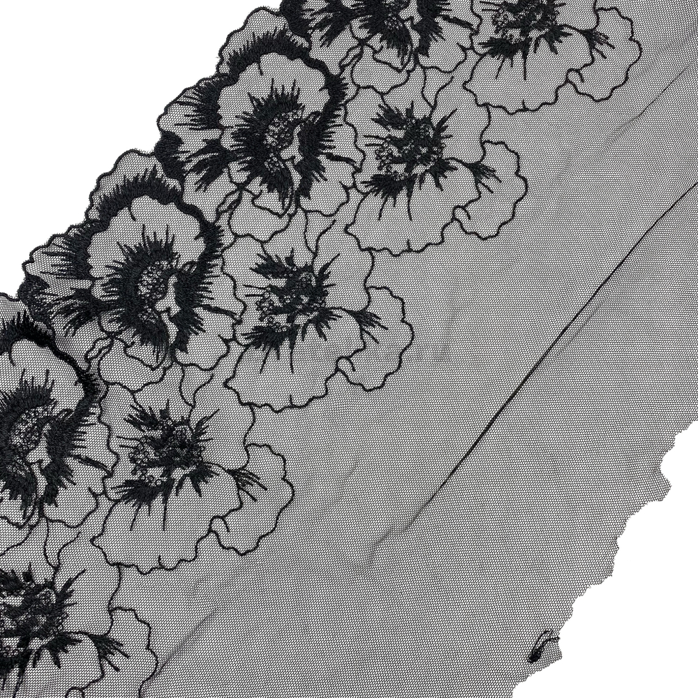 Вышивка на сетке черная 27 см