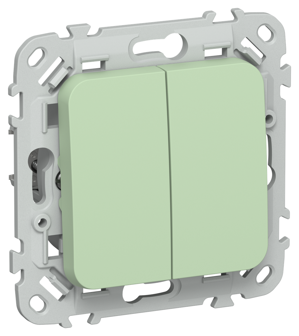 FLITE Выключатель 2-клавишный проходной 10А ВС62-1-0-ФлФ фисташковый IEK