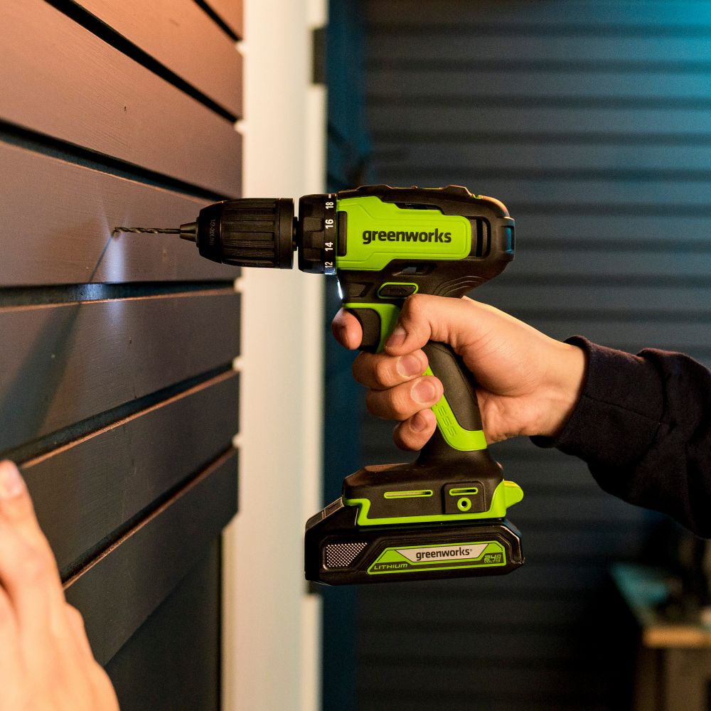 Аккумуляторная ударная дрель шуруповерт Greenworks GD24DD60K2, 3704107UA, 24v, АКБ 2 А·ч и ЗУ в кейсе