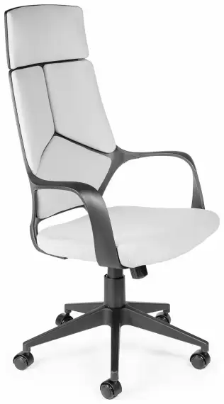 Кресло офисное IQ (black+grey) черный пластик светло серая ткань