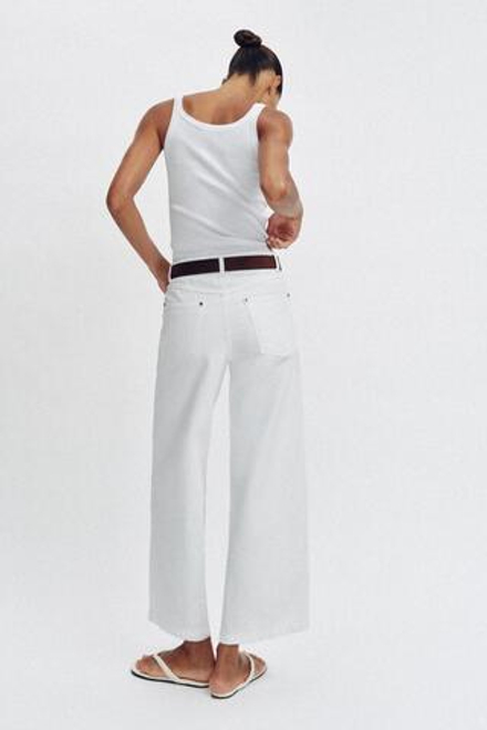 ZARA ДЖИНСЫ WIDE LEG УКОРОЧЕННЫЕ С ВЫСОКОЙ ПОСАДКОЙ И РЕМНЕМ, БЕЛЫЙ