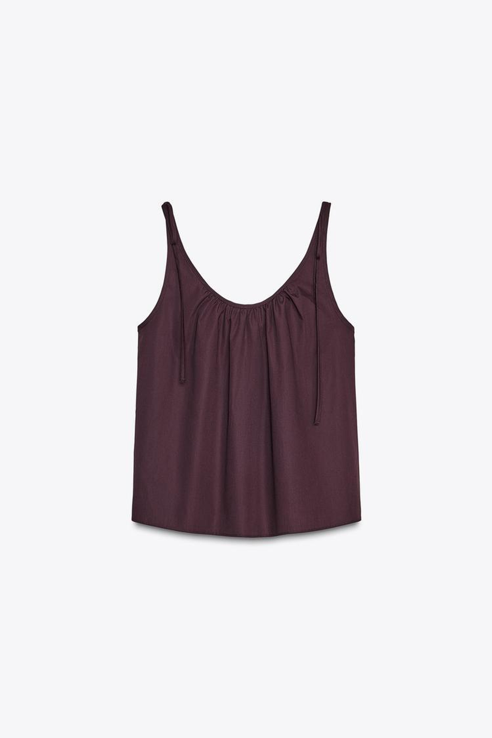 ZARA ТОП ИЗ ПОПЛИНА С ЗАВЯЗКАМИ, БОРДОВЫЙ