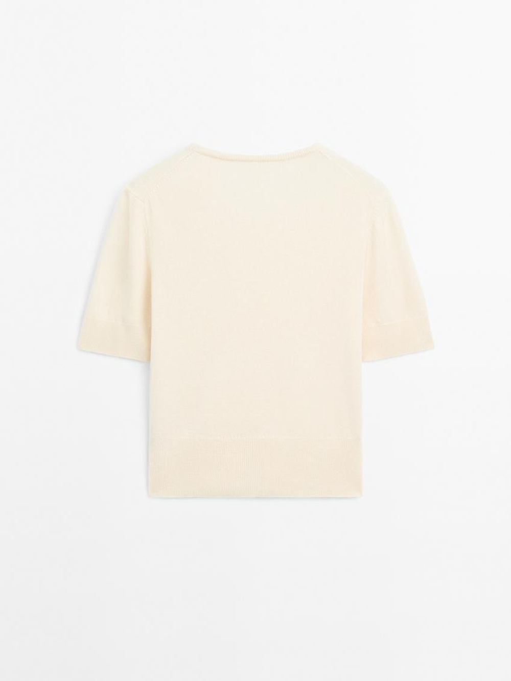 Massimo Dutti Свитер с короткими рукавами из смесовой шерсти, ванильный