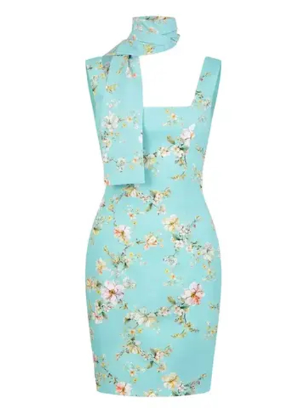 Платье мини с цветочным принтом