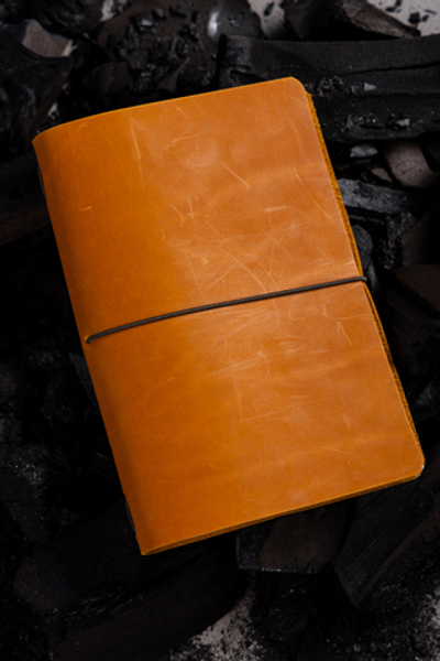 Блокнот из кожи на резинке А6 с тетрадями Orange