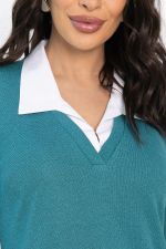 Платье с воротничком Деловой стиль (бирюзовое) П14558-12М LT Collection