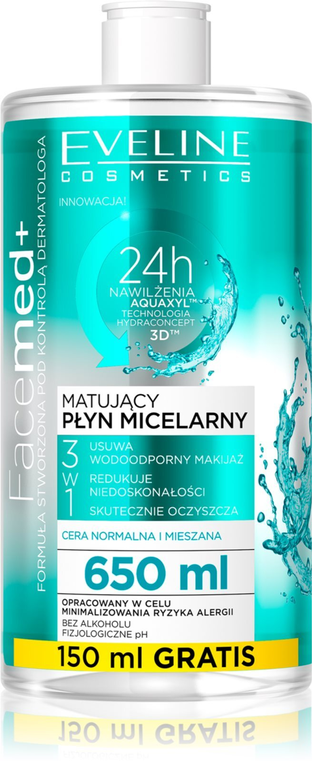 Eveline Cosmetics FaceMed+ - матирующая мицеллярная вода /   650  ml  / GTIN 5901761983982