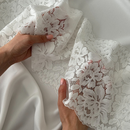 Кружево эластичное ОБЛАКО ЭКРЮ (плотное), 22 см