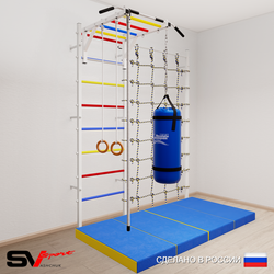 Шведская стенка Sv Sport 53350 (Турник рукоход/Канат/Кольца/Цепь/Мешок 15кг/Мат 2м/Канатный лаз)