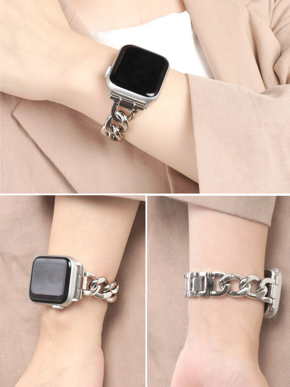 Ремешок для Apple Watch 44mm 45mm Ultra 49mm 42mm браслет для часов мужской и женский металлический со съемными звеньями PARASMART Chain