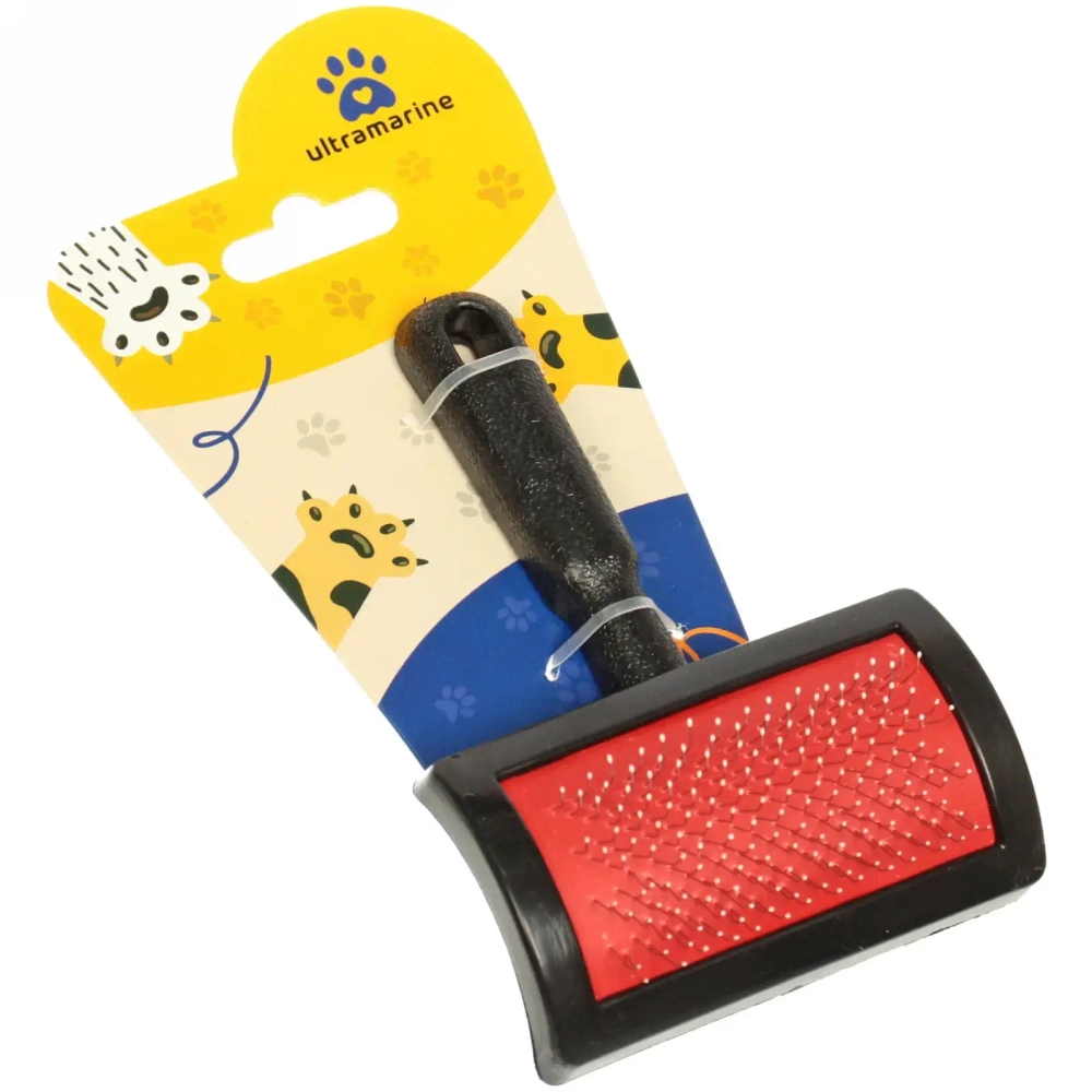 Расческа-пуходерка для кошек и собак «Пушок» 12см цвет черный на блистере