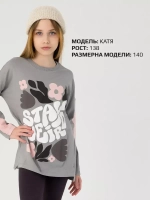 Лонгслив для девочки оверсайз с принтом