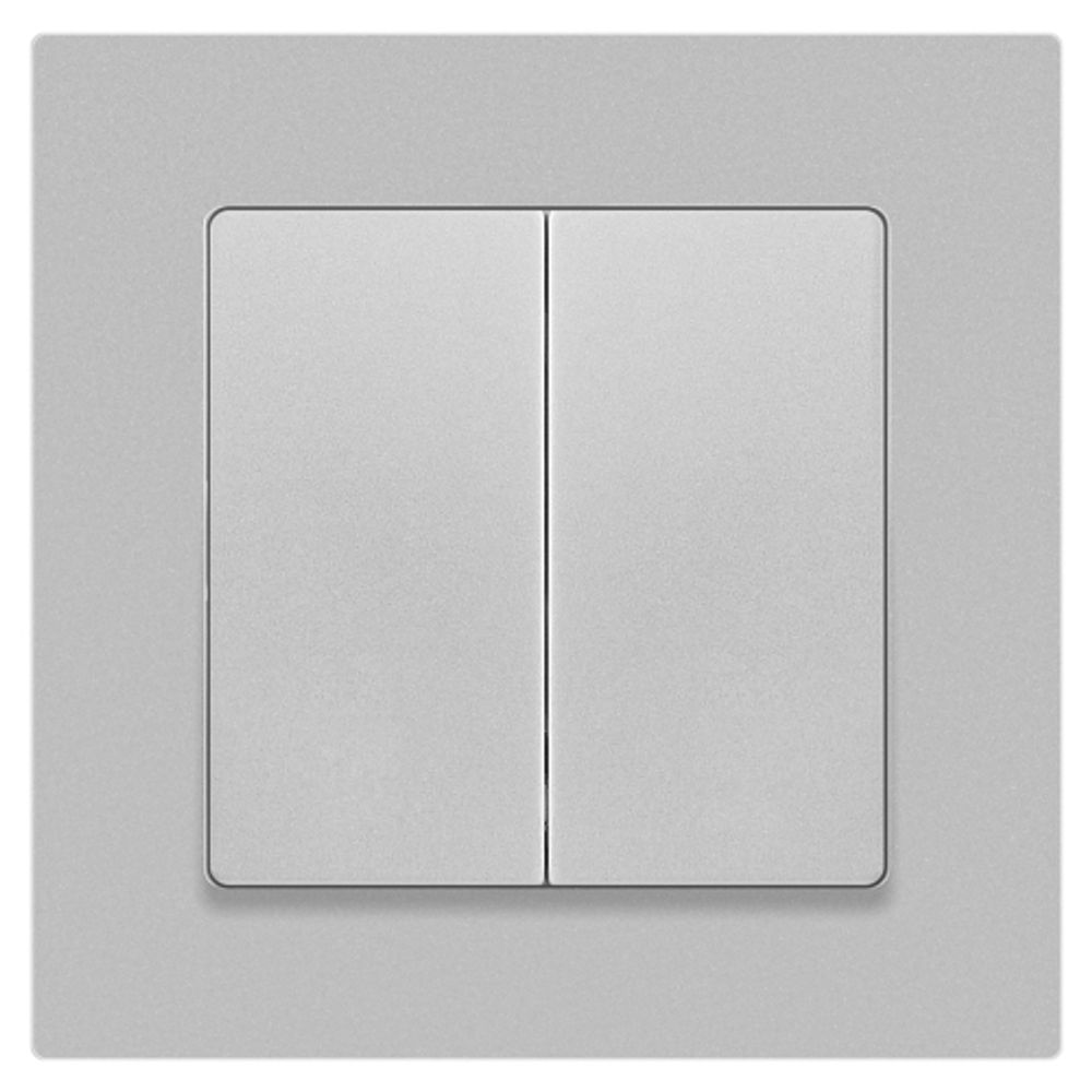 Переключатель Intro Accent 6-107-03 двойной, 10А-250В, IP20, СУ, AL/CU, алюминий | Intro