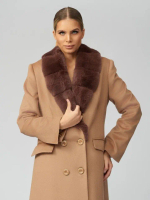 Женское шерстяное пальто с мехом бобра