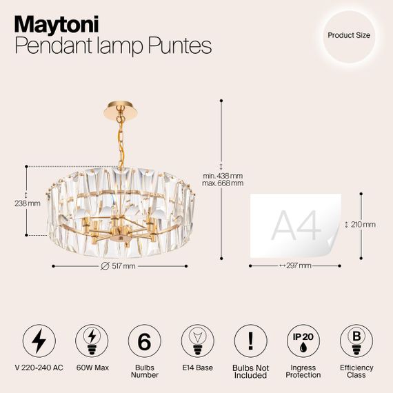 Подвесная люстра Maytoni Puntes MOD043PL-06G