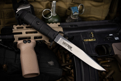 Нож Kizlyar Supreme VECTOR 420HC SW BKH PS (StoneWash, Black Kraton Handle, Polyamide Sheath)