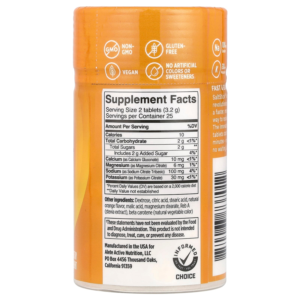 SaltStick, FastChews®, жевательные электролиты, терпкий апельсин, 50 жевательных таблеток