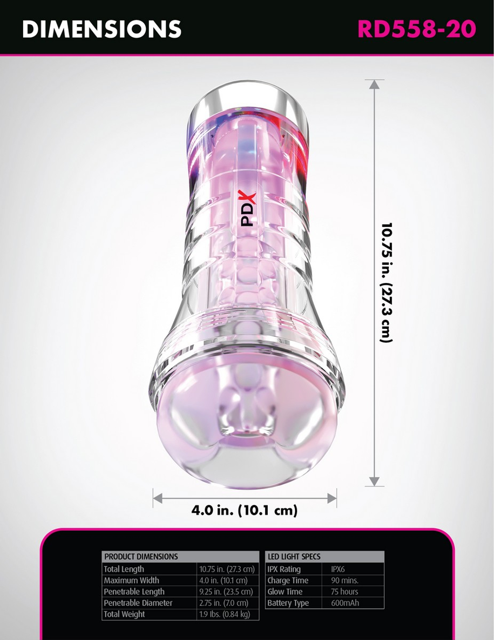 Pipedream ViewTube XXL - Мастурбатор в тубе c подсветкой
