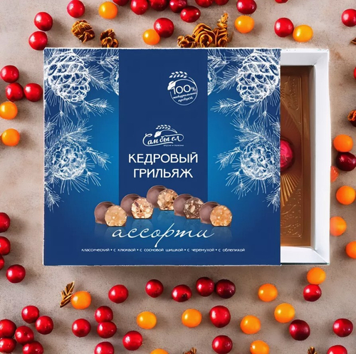 Кедровый грильяж АССОРТИ (черемуха, шишка, клюква,классика, облепиха) / 120 гр / ТМ Сам бы ел