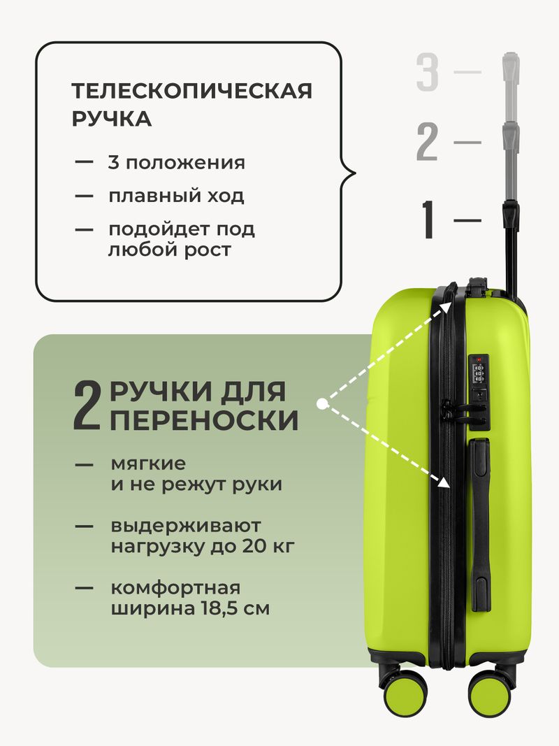 Чемодан S с кейсом в комплекте Салатовый