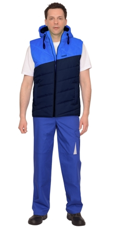 Жилет "ЭЛЬБРУС" утепленный цв. синий с васильковым (ЧЗ) тк. Оксфорд