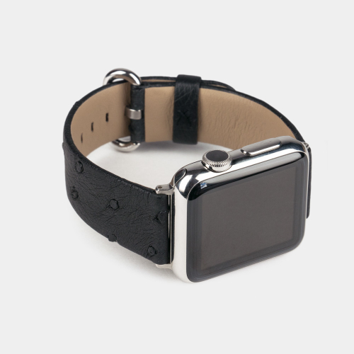 Ремешок для Apple Watch 40/41/42 mm из кожи страуса, черного цвета