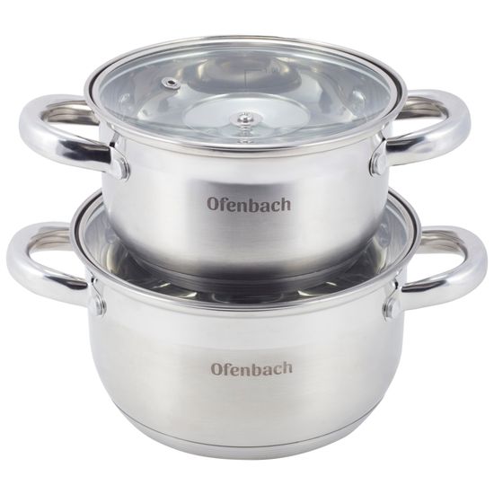 Набор кастрюль 4 предмета (1,1 л; 1,7 л) Ofenbach NB 100003 из нержавеющей стали