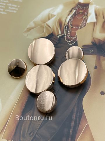 Пуговицы плоские глянцевые золото на ножке