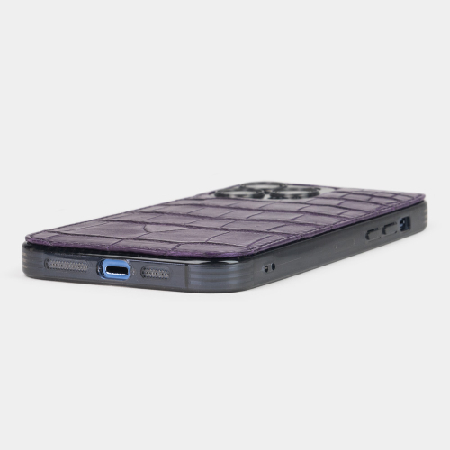 Чехол для iPhone 14 Pro Max из кожи крокодила, цвета фиолетовый