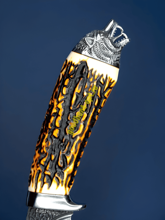 Тактический нож кованый туристический Кизлярский с ножнами Лев