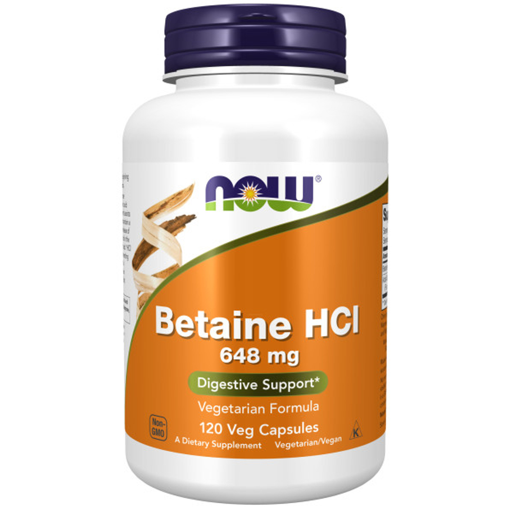 NOW Betaine HCL 648 мг 120 капсул