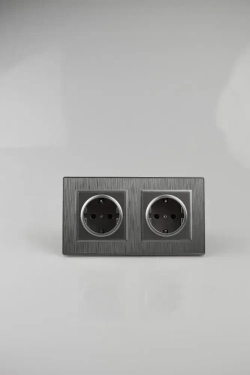 Розетка двойная серая